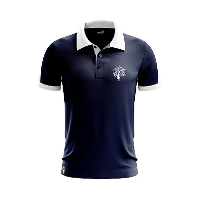 CAMISA MASCULINA POLO EM PIQUET AZUL MARINHO COM BORDADO (LOGO DO PARTIDO) NO PEITO